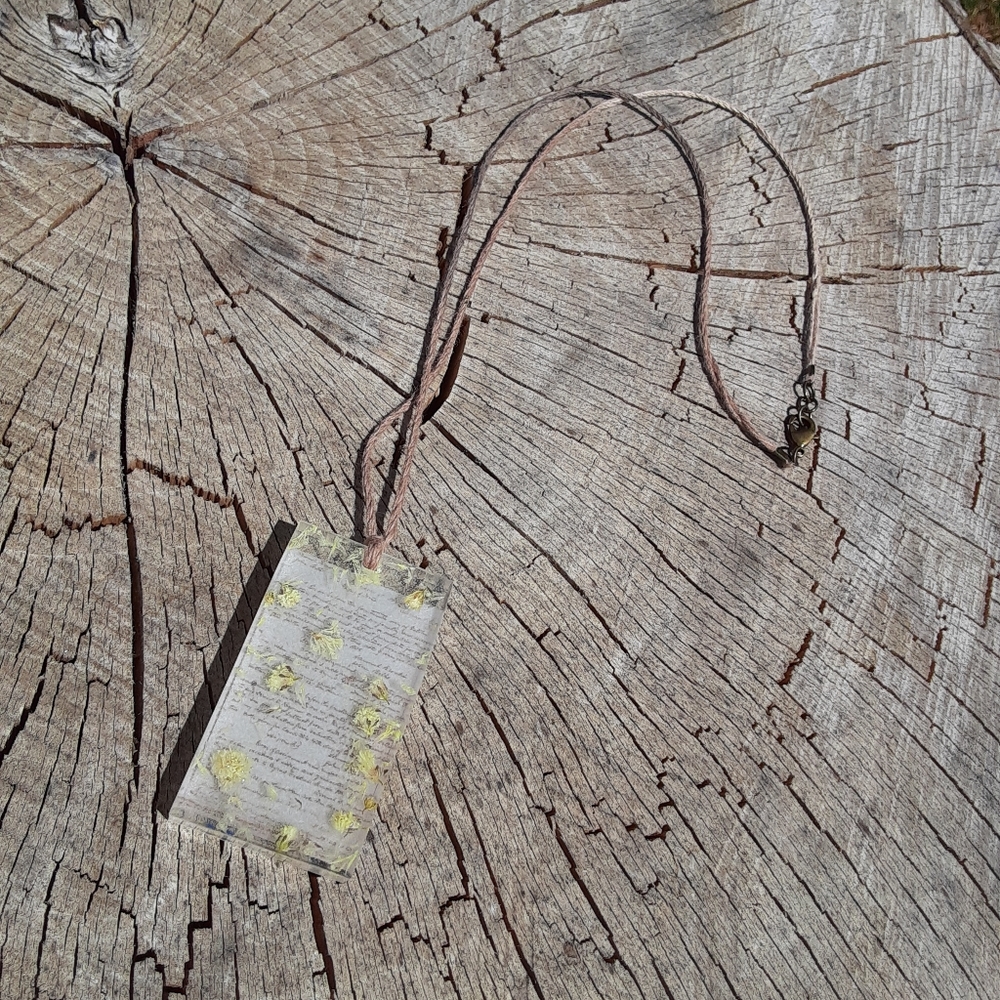 Floral handwriting boho style necklace